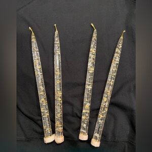vintage decorative lucite taper candles with gold flakes 12inches long